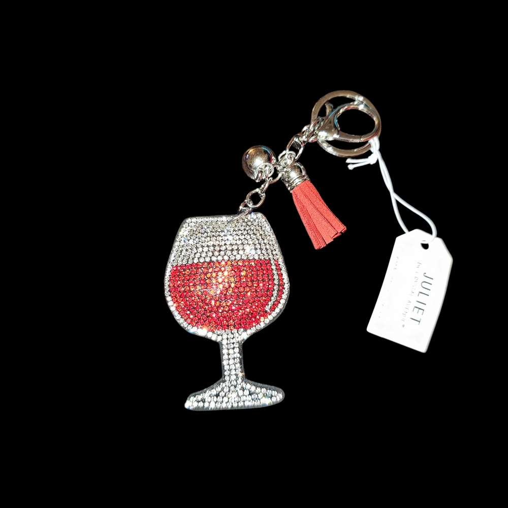 Red and Silver Wine Glass Key Holder - Picture 2 of 3